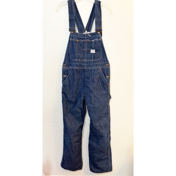 Vintage 90's Big Mac Denim Overalls Carpenter Workwear Wide Leg USA Made (S/M) - Picture 2 of 9
